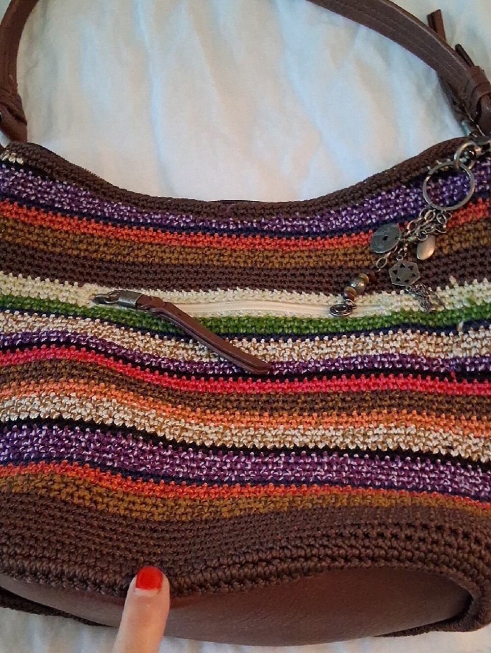 The Sak Multicolor Striped Crochet Shoulder Bag - Brown Trim - Picture 6 of 6